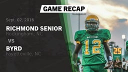Recap: Richmond Senior  vs. Byrd  2016