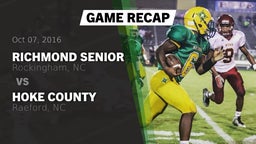 Recap: Richmond Senior  vs. Hoke County  2016