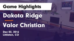 Dakota Ridge  vs Valor Christian  Game Highlights - Dec 02, 2016