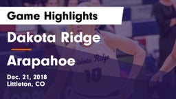 Dakota Ridge  vs Arapahoe  Game Highlights - Dec. 21, 2018