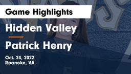 Hidden Valley  vs Patrick Henry  Game Highlights - Oct. 24, 2022