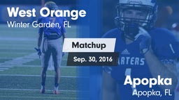 Matchup: West Orange High vs. Apopka  2016