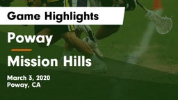 Poway  vs Mission Hills  Game Highlights - March 3, 2020