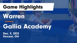 Warren  vs Gallia Academy Game Highlights - Dec. 9, 2023