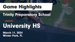 Trinity Preparatory School vs University HS Game Highlights - March 11, 2024