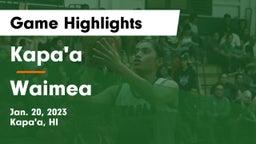 Kapa'a  vs Waimea  Game Highlights - Jan. 20, 2023