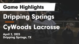Dripping Springs  vs CyWoods Lacrosse Game Highlights - April 2, 2023
