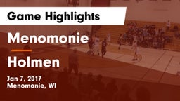 Menomonie  vs Holmen  Game Highlights - Jan 7, 2017