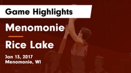 Menomonie  vs Rice Lake  Game Highlights - Jan 13, 2017