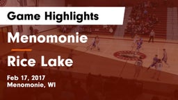 Menomonie  vs Rice Lake  Game Highlights - Feb 17, 2017