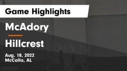 McAdory  vs Hillcrest  Game Highlights - Aug. 18, 2022