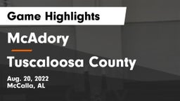 McAdory  vs Tuscaloosa County  Game Highlights - Aug. 20, 2022