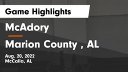 McAdory  vs Marion County , AL Game Highlights - Aug. 20, 2022