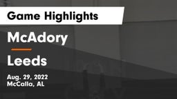 McAdory  vs Leeds  Game Highlights - Aug. 29, 2022