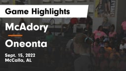 McAdory  vs Oneonta  Game Highlights - Sept. 15, 2022