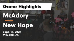 McAdory  vs New Hope  Game Highlights - Sept. 17, 2022