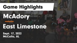 McAdory  vs East Limestone  Game Highlights - Sept. 17, 2022