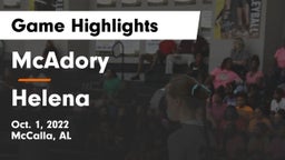 McAdory  vs Helena  Game Highlights - Oct. 1, 2022