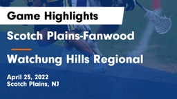 Scotch Plains-Fanwood  vs Watchung Hills Regional  Game Highlights - April 25, 2022