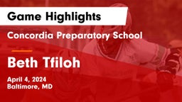 Concordia Preparatory School vs Beth Tfiloh Game Highlights - April 4, 2024