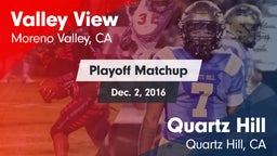 Matchup: Valley View High vs. Quartz Hill  2016