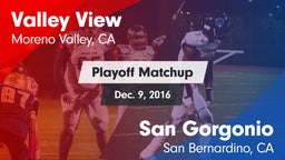 Matchup: Valley View High vs. San Gorgonio  2016