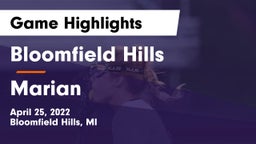 Bloomfield Hills  vs Marian Game Highlights - April 25, 2022