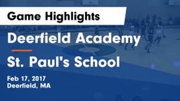 Deerfield Academy  vs St. Paul's School Game Highlights - Feb 17, 2017