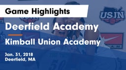 Deerfield Academy  vs Kimball Union Academy Game Highlights - Jan. 31, 2018