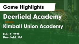 Deerfield Academy  vs Kimball Union Academy Game Highlights - Feb. 2, 2022