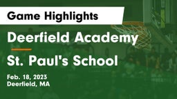 Deerfield Academy  vs St. Paul's School Game Highlights - Feb. 18, 2023