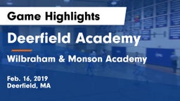 Deerfield Academy  vs Wilbraham & Monson Academy  Game Highlights - Feb. 16, 2019