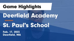 Deerfield Academy  vs St. Paul's School Game Highlights - Feb. 17, 2023