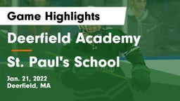 Deerfield Academy  vs St. Paul's School Game Highlights - Jan. 21, 2022