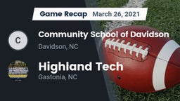 Recap: Community School of Davidson vs. Highland Tech  2021