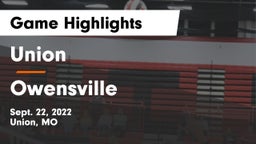 Union  vs Owensville  Game Highlights - Sept. 22, 2022