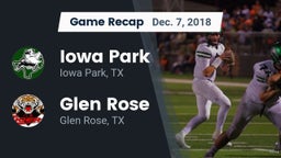 Recap: Iowa Park  vs. Glen Rose  2018