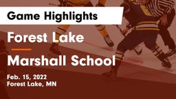 Forest Lake  vs Marshall School Game Highlights - Feb. 15, 2022