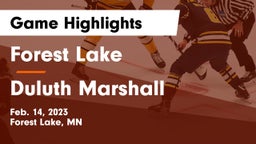 Forest Lake  vs Duluth Marshall Game Highlights - Feb. 14, 2023