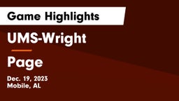 UMS-Wright  vs Page Game Highlights - Dec. 19, 2023