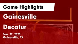 Gainesville  vs Decatur  Game Highlights - Jan. 27, 2023