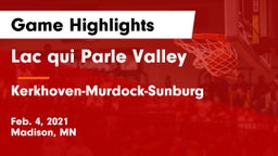 Lac qui Parle Valley  vs Kerkhoven-Murdock-Sunburg  Game Highlights - Feb. 4, 2021