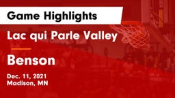 Lac qui Parle Valley  vs Benson  Game Highlights - Dec. 11, 2021