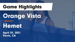 Orange Vista  vs Hemet  Game Highlights - April 29, 2021