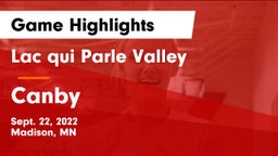 Lac qui Parle Valley  vs Canby  Game Highlights - Sept. 22, 2022