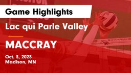 Lac qui Parle Valley  vs MACCRAY  Game Highlights - Oct. 3, 2023