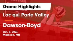 Lac qui Parle Valley  vs Dawson-Boyd  Game Highlights - Oct. 5, 2023