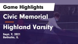 Civic Memorial  vs Highland Varsity Game Highlights - Sept. 9, 2021