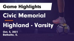 Civic Memorial  vs Highland - Varsity Game Highlights - Oct. 5, 2021