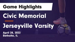 Civic Memorial  vs Jerseyville Varsity Game Highlights - April 28, 2022